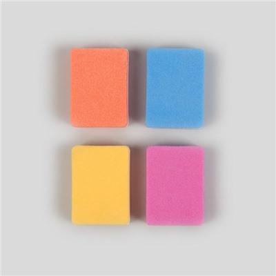 Бафы наждачные для ногтей, двусторонние, 4 шт, 3,5 × 2,5 × 1 см, разноцветные