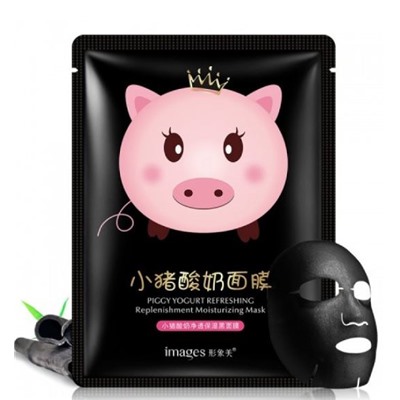 Очищающая увлажняющая черная маска-салфетка для лица на йогуртовой основе(черная свинка),25 г