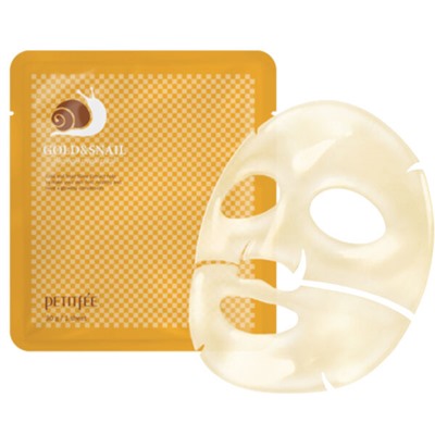 Гидрогелевая маска для лица с муцином улитки Petitfee Gold & Snail Hy…