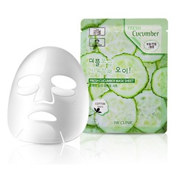 Маска для лица тканевая с экстрактом огурца 3W Clinic Fresh Cucumber Mask Sheet, 23гр